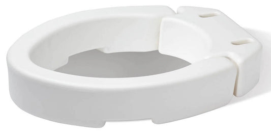 Carex Elongated Raised Toilet Seat with 3.5-inch height boost and slip-resistant fit for bathroom safety and mobility support.