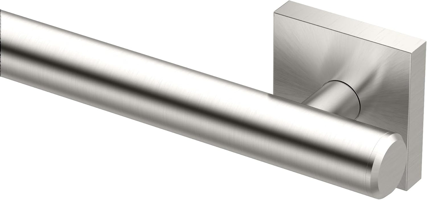 Metallic door handle on a white background