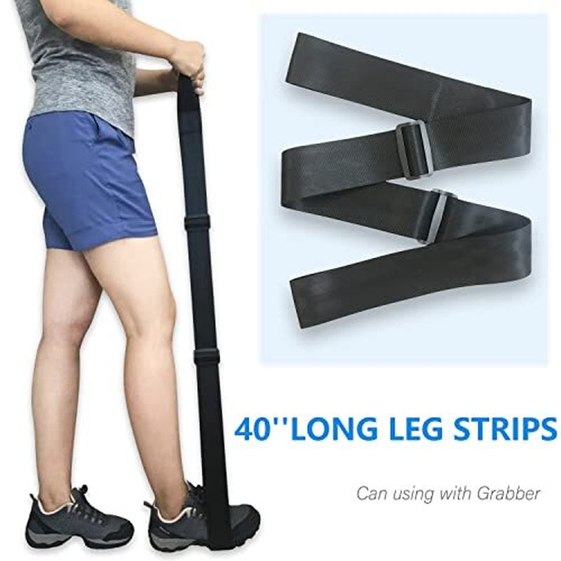 Person using 40-inch long leg strips with a blue background