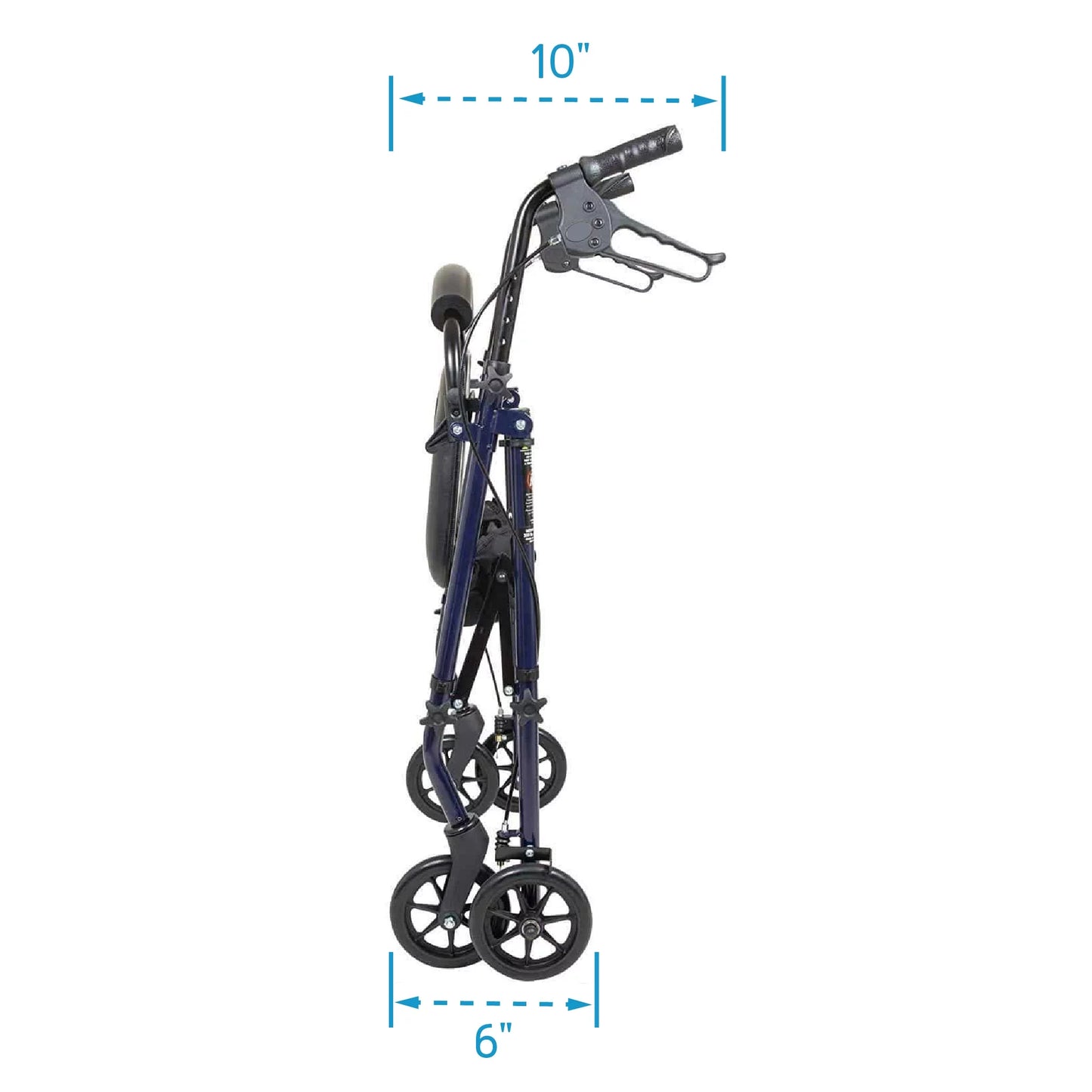 Steel Rollator Transport Walker with Padded Seat, 6" Wheels & Storage Pouch, 350 Lb Capacity