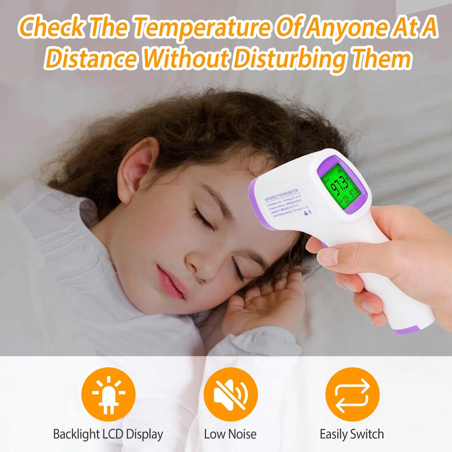 Forehead Digital Thermometer, Fast and Accurate Reading with Backlight LCD Screen, the Non-Contact Infrared Thermometer for Adults and Kids,Baby Thermometer for Fever