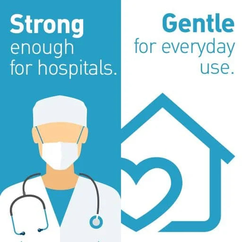 Illustration of a healthcare professional with text about product strength and use.