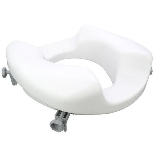 White plastic seat cover with gray attachments on a white background