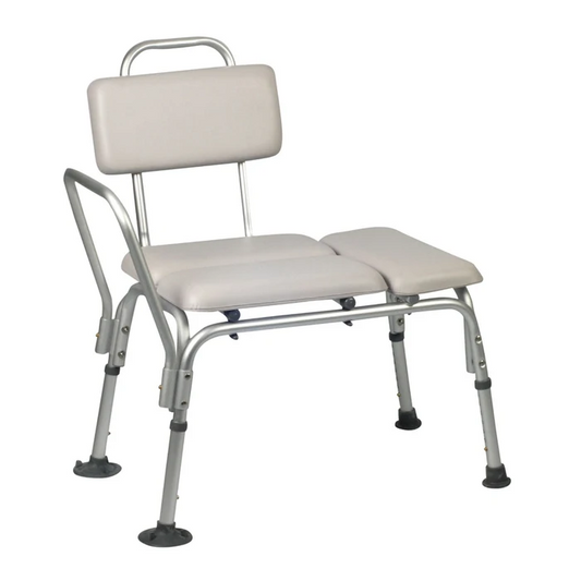 Padded Transfer Bath Bench – Height‑Adjustable, Padded Seat & Back, 300 lb Capacity