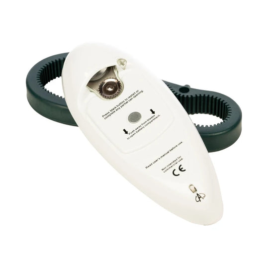 White electronic device with black circular component on a white background