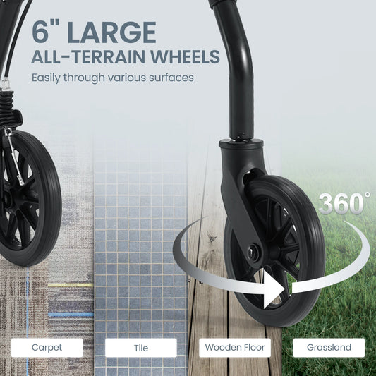 6-inch large all-terrain wheels with text on various surfaces