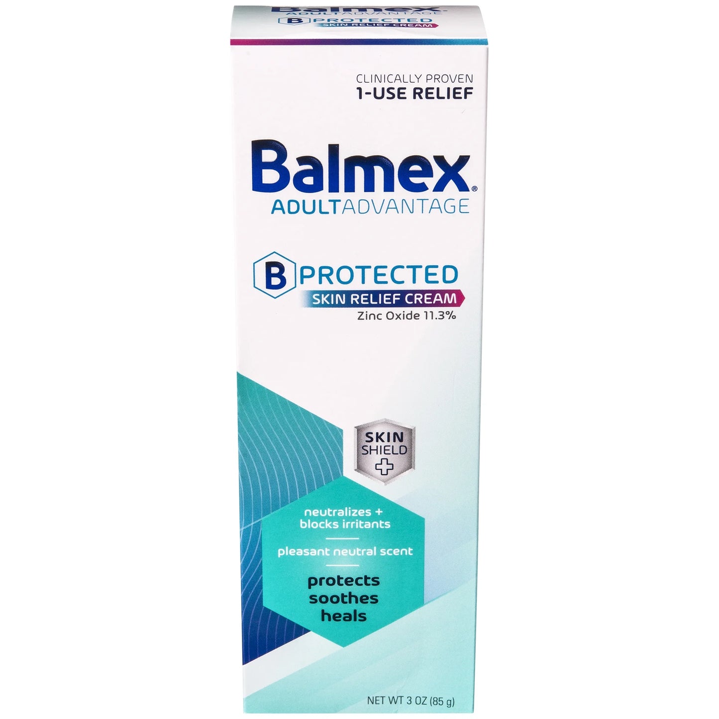 Balmex Adult Advantage skin relief cream box on a white background