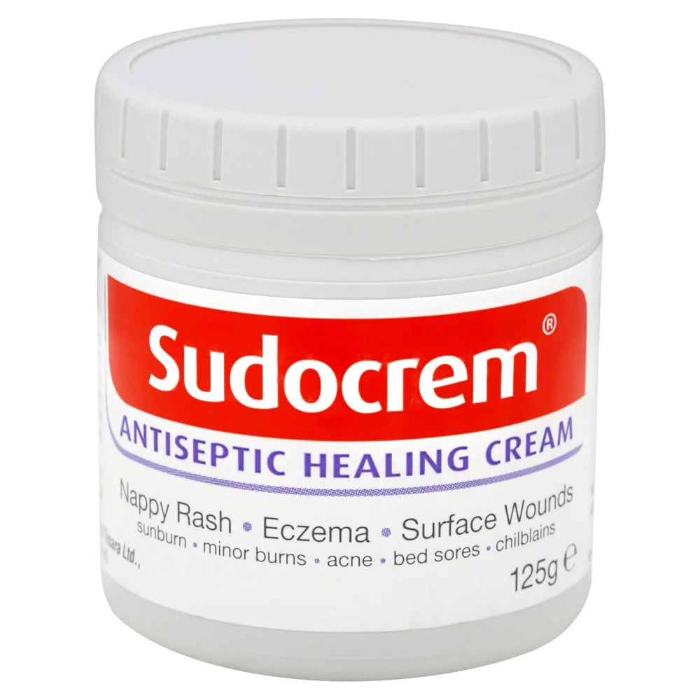 Sudocrem antiseptic healing cream jar on a white background