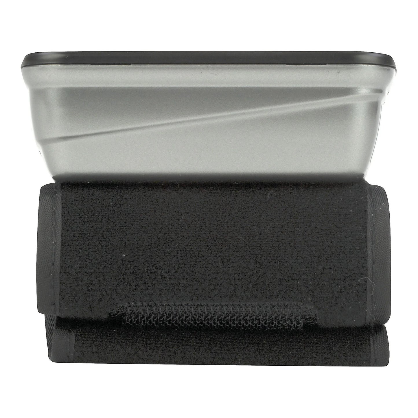 Collapsible silicone bowl with black carrying case on a white background