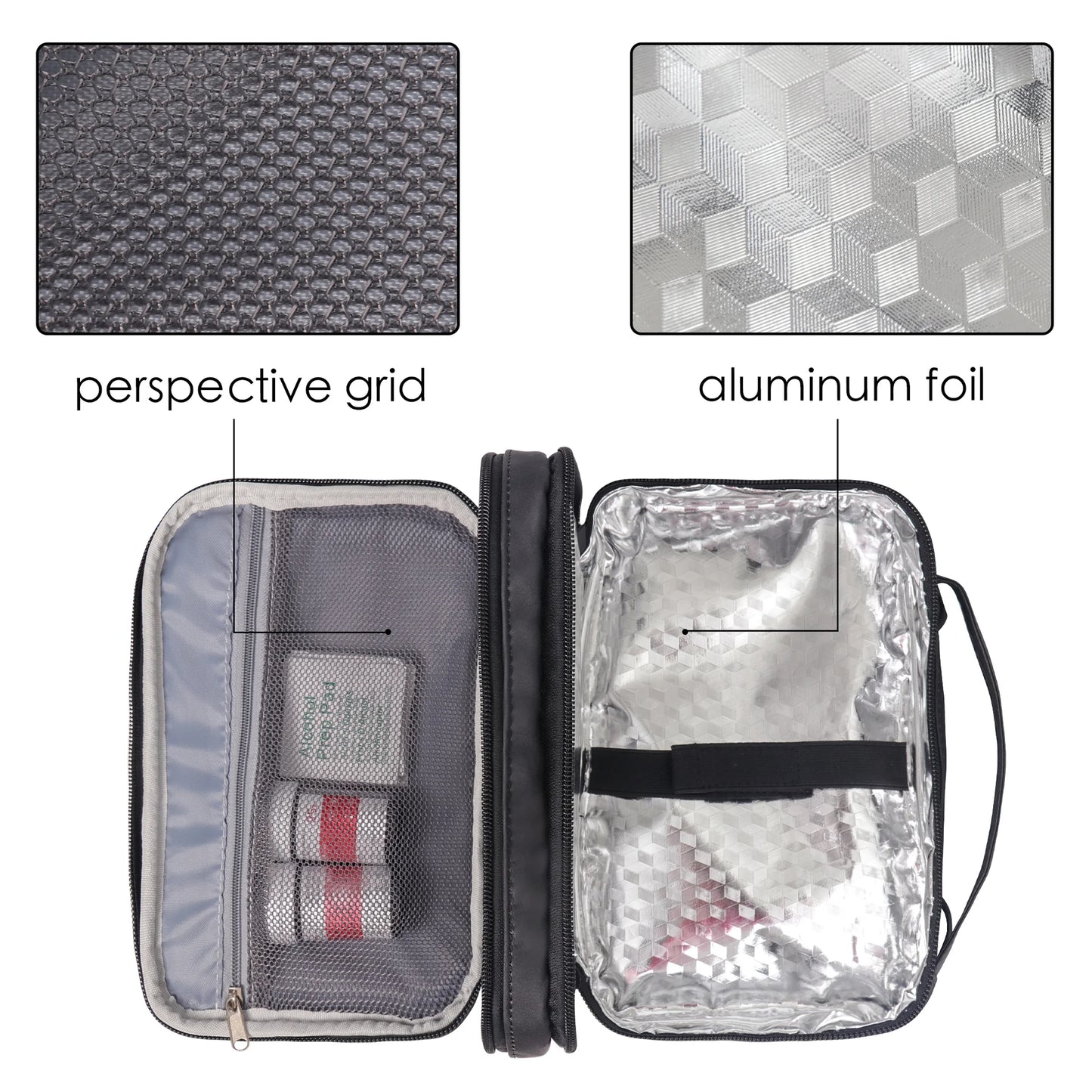 Diabetes Travel Carry Bag Insulin Cooler Case Diabetic Medication Cooler Diabetic Care Organizer with a Shoulder Strap and 4 Ice Packs - Black