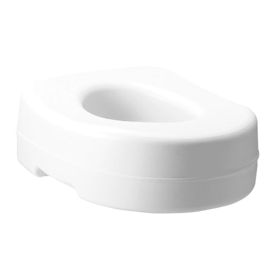 Side profile of Carex Raised Toilet Seat showing elevation and contoured edges for comfort and support.