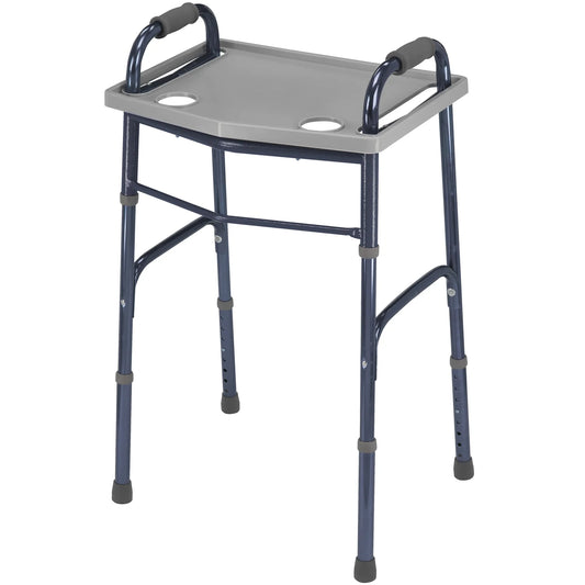 Portable shower seat with four legs and handles on a white background