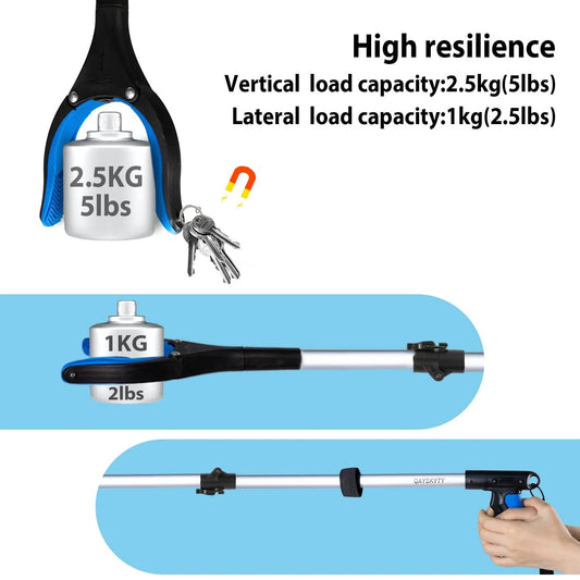 Collapsible tool with load capacity indicators on a white background