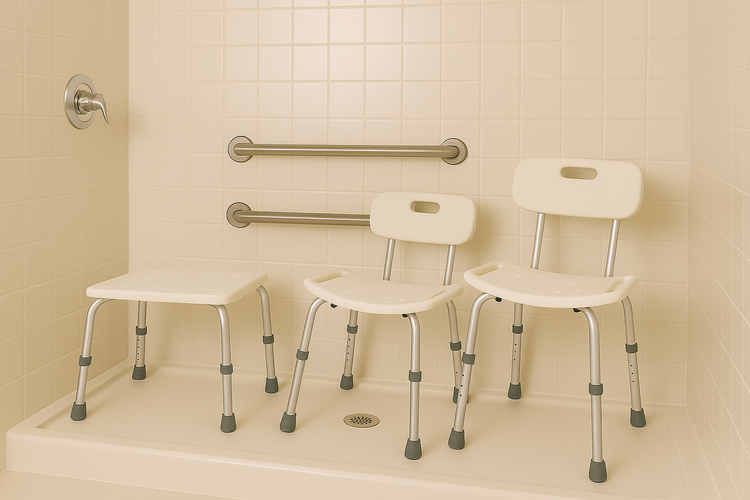 Shower chairs and benches for safe, comfortable bathing.