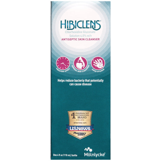 Hibiclens antiseptic skin cleanser packaging on a white background

