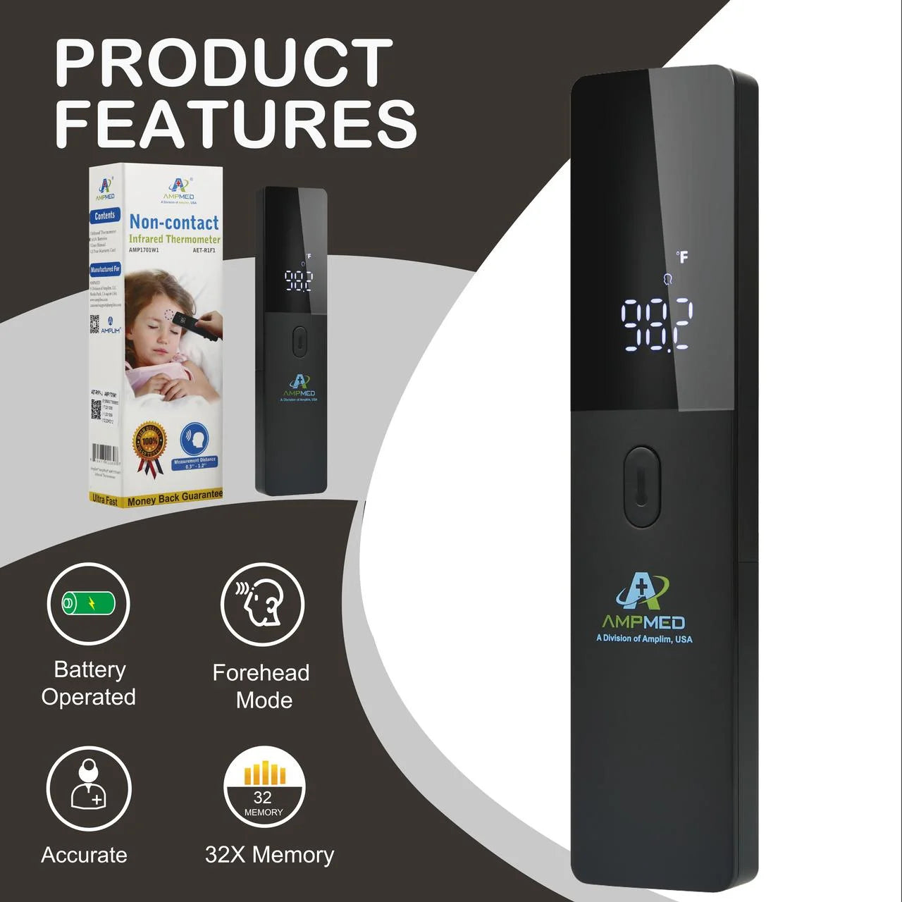 Medical Grade Non-Contact Forehead Thermometer for Adults and Kids, No-Touch Digital Baby Fever Thermometer, FSA HSA Approved