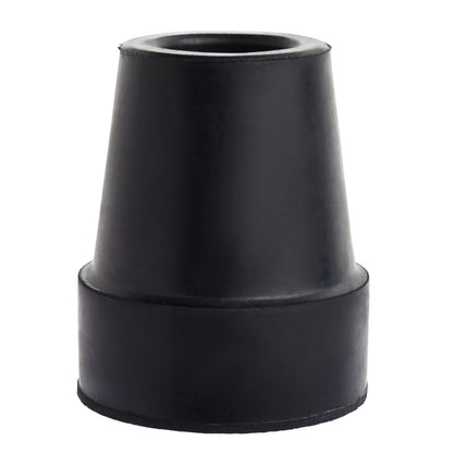 Black rubber cane tip on a white background

