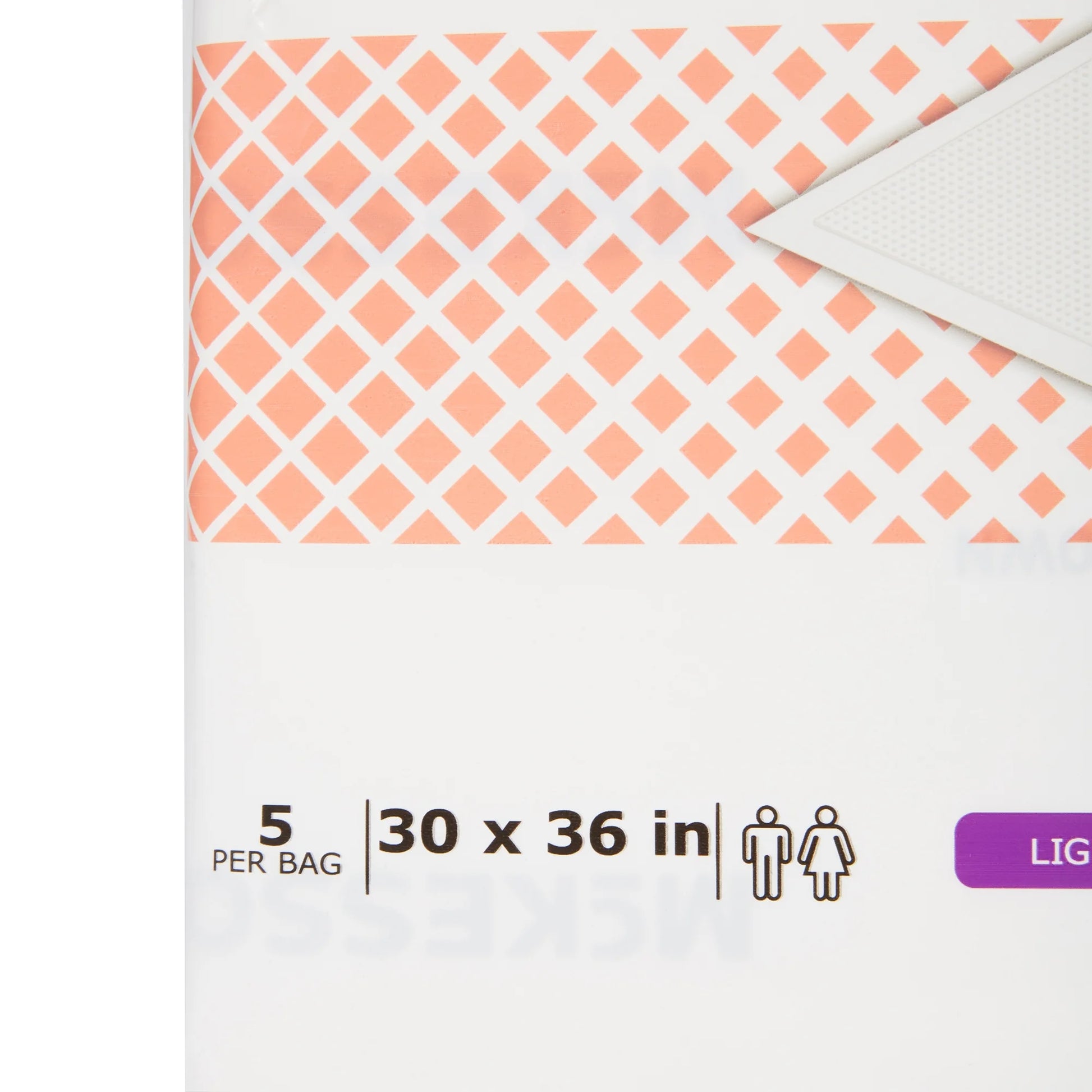 Patterned fabric with size and quantity information on a white background