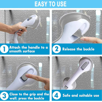 Step-by-step guide on how to use a handheld shower head with suction cups.

