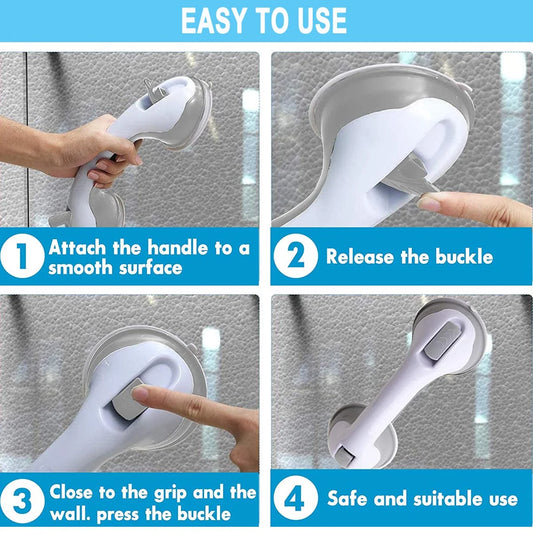 Step-by-step guide on how to use a handheld shower head with suction cups.

