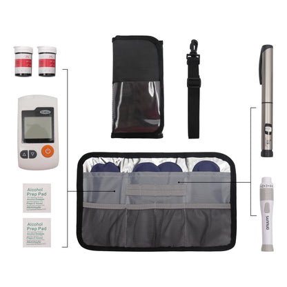 Diabetes Travel Carry Bag Insulin Cooler Case Diabetic Medication Cooler Diabetic Care Organizer with a Shoulder Strap and 4 Ice Packs - Black