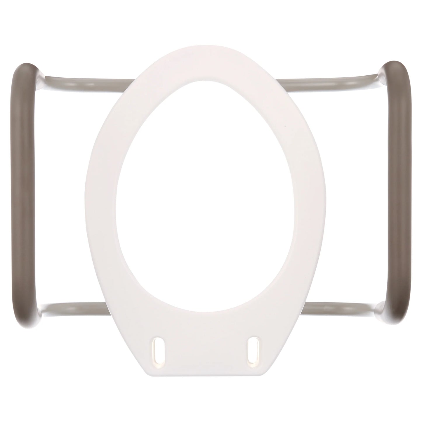 Top-down view of Carex raised toilet seat highlighting contoured seat and non-slip surface for secure bathroom use.