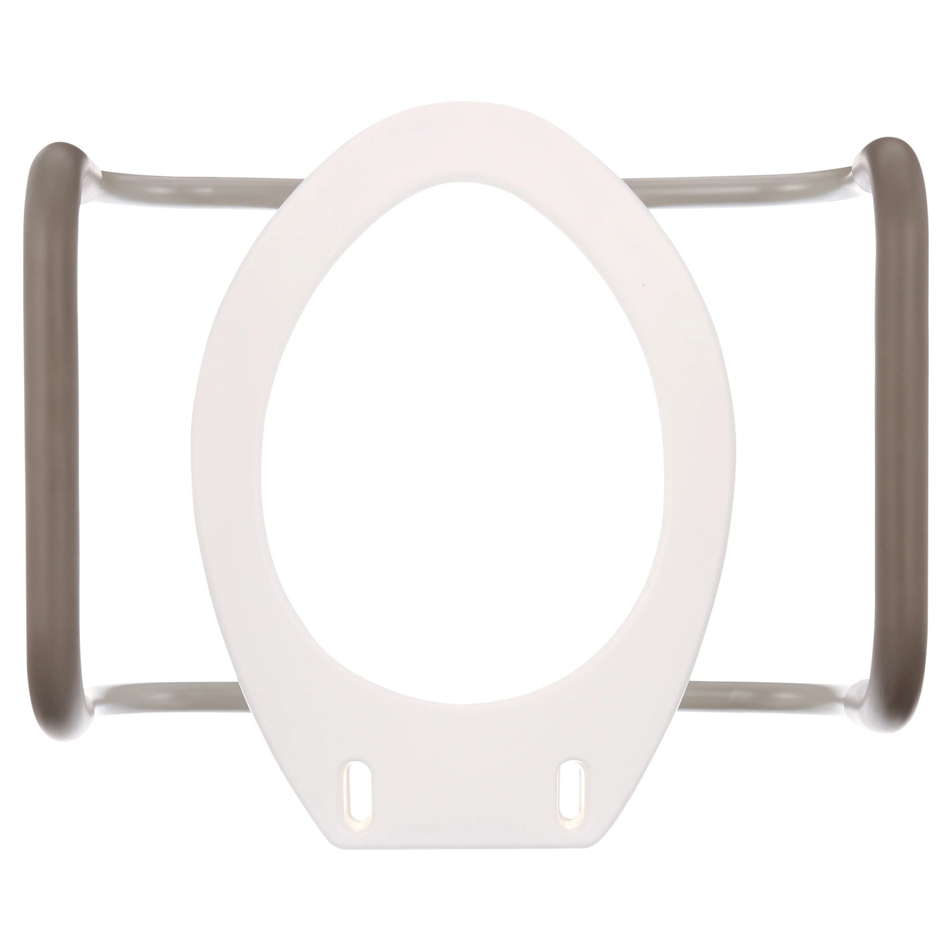 Top-down view of Carex raised toilet seat highlighting contoured seat and non-slip surface for secure bathroom use.