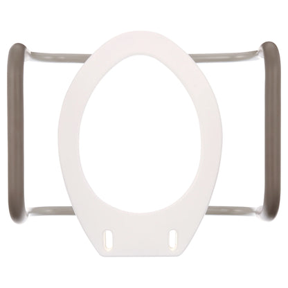 Top-down view of Carex raised toilet seat highlighting contoured seat and non-slip surface for secure bathroom use.