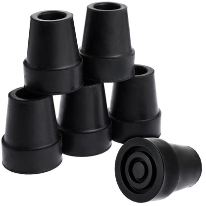 Set of black rubber furniture legs on a white background

