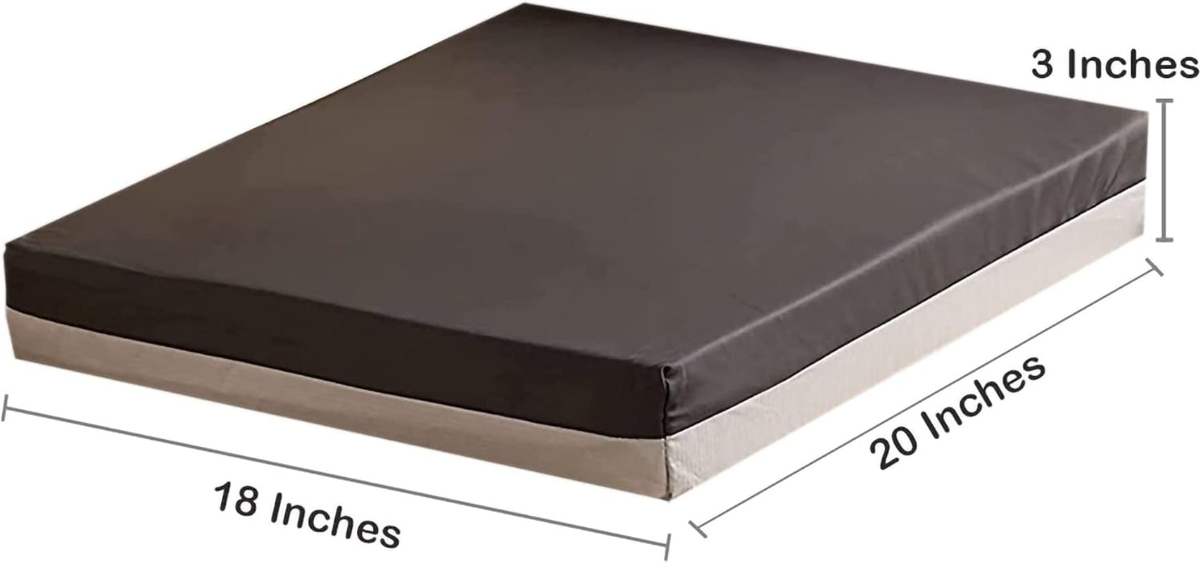 Measurement chart of a mattress with dimensions labeled

