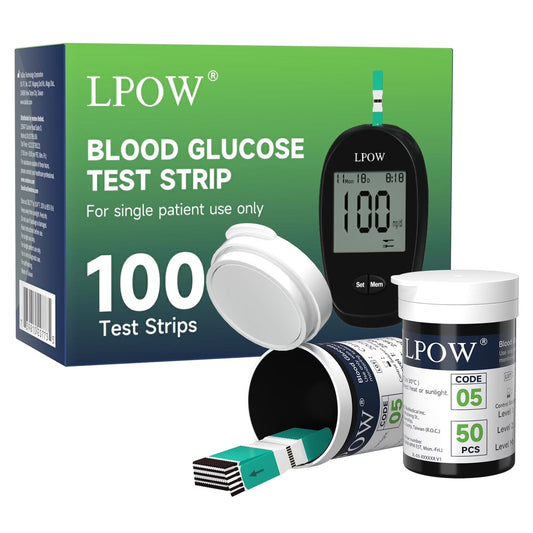 LPOW Blood Sugar Test Strips – 100 Ct, For LPOW Glucose Monitor