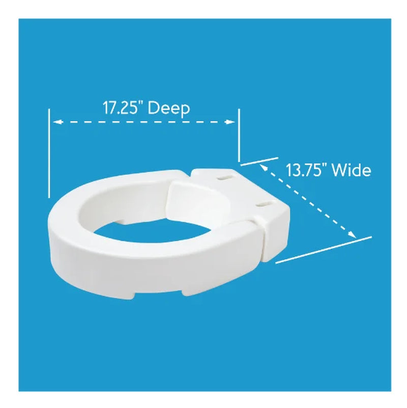 Carex Elongated Toilet Seat packaging with product features for home health care and bathroom safety.