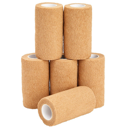 McKesson Self-Adherent Bandage Wrap – 6-Pack, Tan, 4\" x 5 Yds – Tearable, Latex-Free Vet Tape