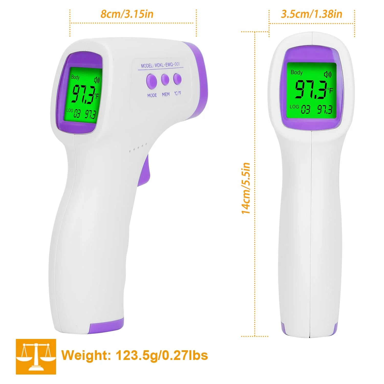 Forehead Digital Thermometer, Fast and Accurate Reading with Backlight LCD Screen, the Non-Contact Infrared Thermometer for Adults and Kids,Baby Thermometer for Fever