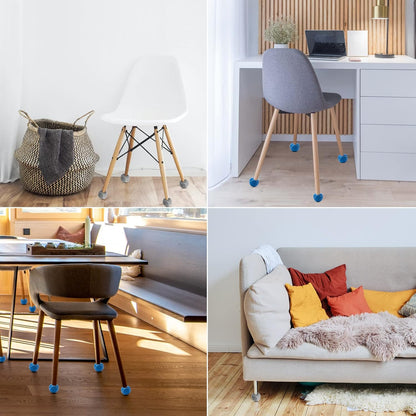 Collage of chairs in different settings including a desk, living room, and dining area.