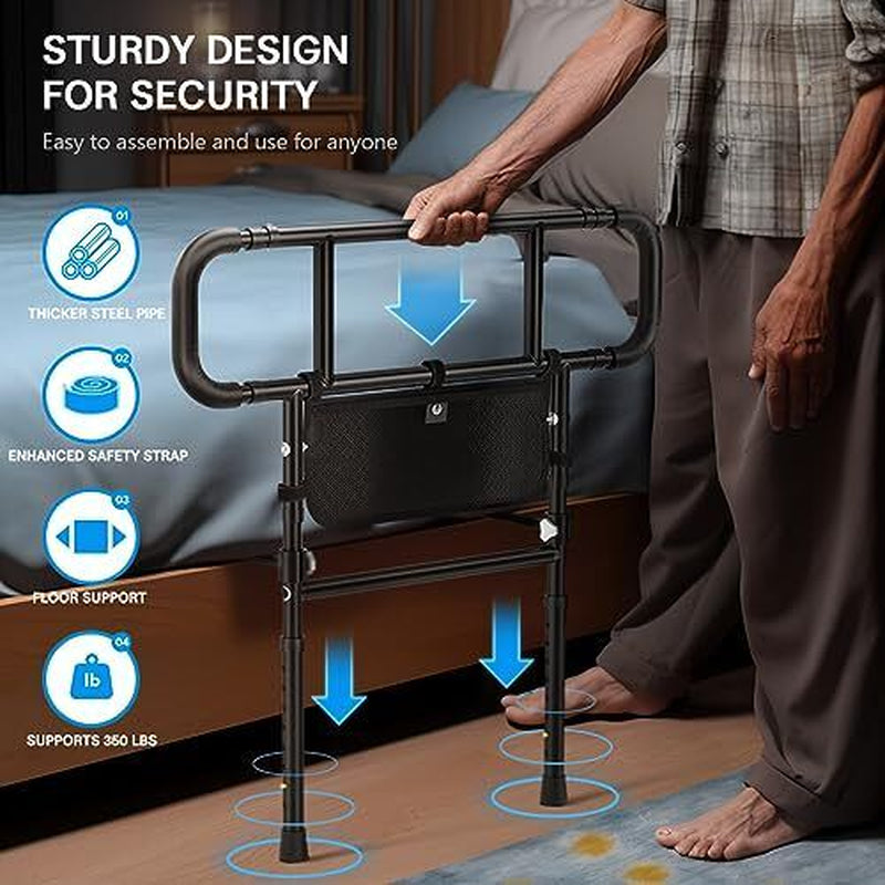 Bed Rails for Elderly Adults Safety - Adjustable for 10''-16'' Mattress