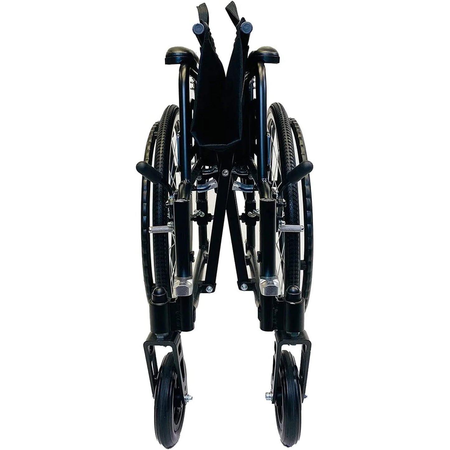 Black manual wheelchair on a white background