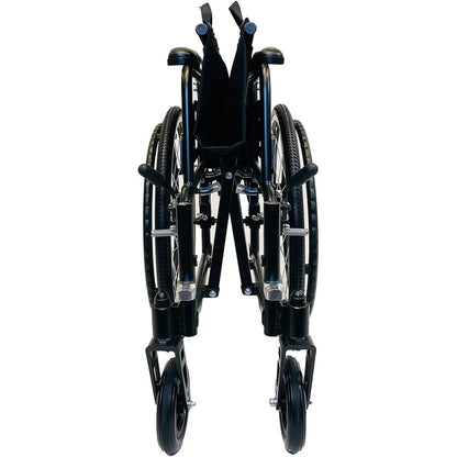 Black manual wheelchair on a white background