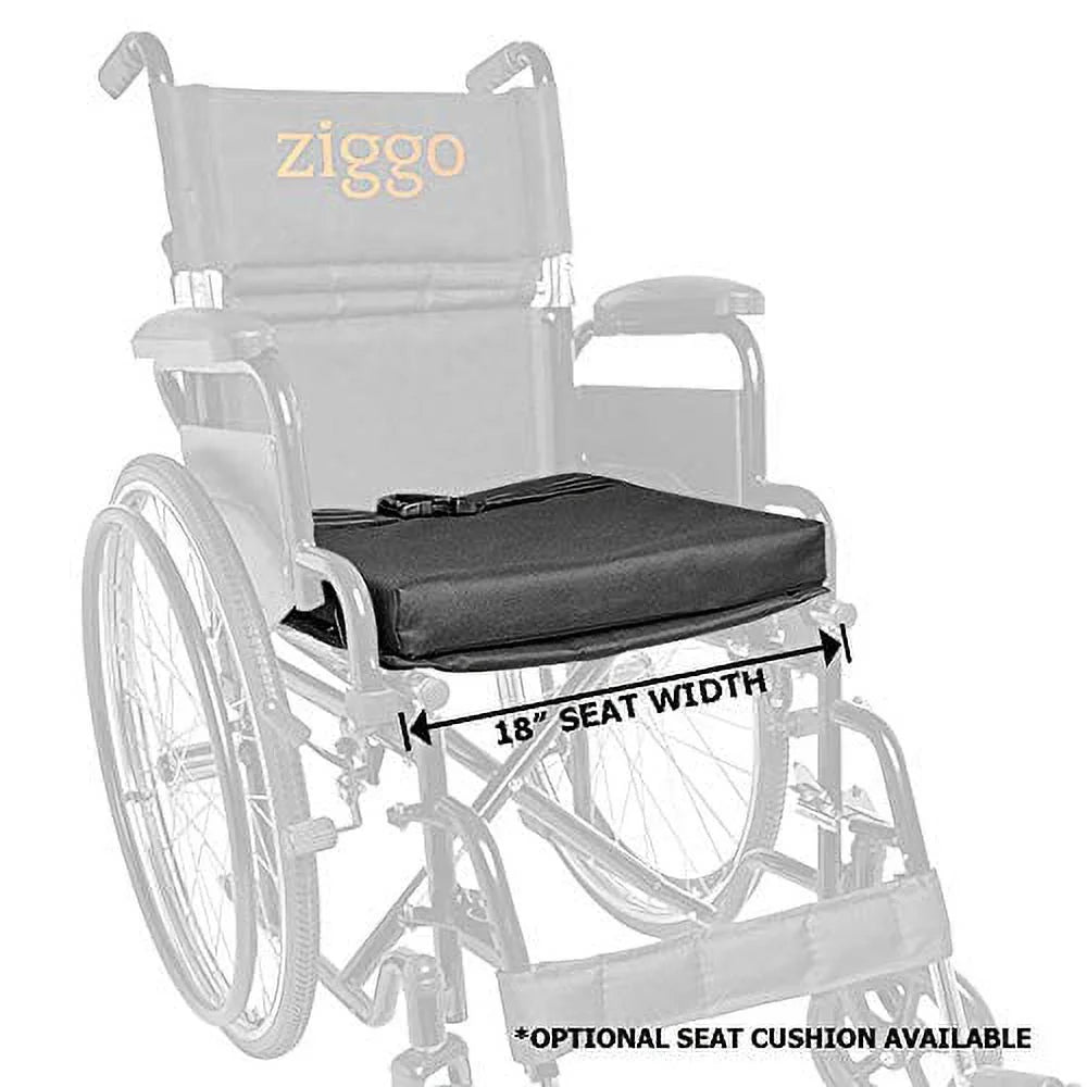Wheelchair with optional leg rest attachment on a white background


