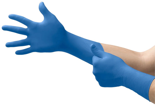 Safegrip SG-375 Disposable Latex Gloves, 14.2Mil, Blue Medium, Box of 50