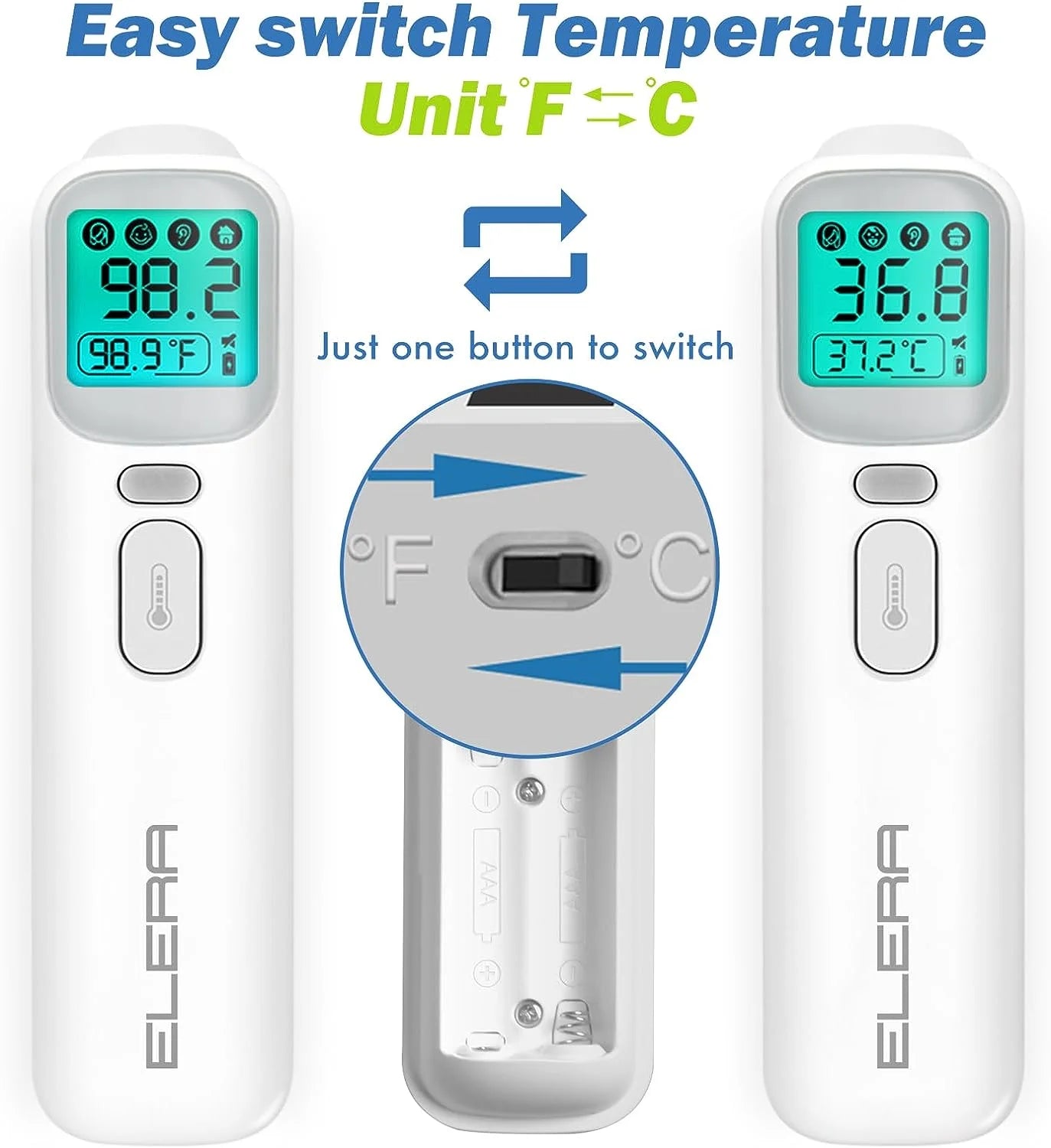 Ear Thermometer for Kids, Baby Thermometer with Forehead and Ear Mode for Adults, Infant, Kids and Toddler, Touchless and 1 Second Reading with Fever Alarm and Mute Function