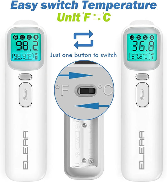 Ear Thermometer for Kids, Baby Thermometer with Forehead and Ear Mode for Adults, Infant, Kids and Toddler, Touchless and 1 Second Reading with Fever Alarm and Mute Function
