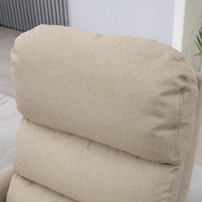 Beige recliner chair with a blurred background