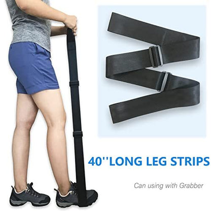 Person using 40-inch long leg strips with a blue background