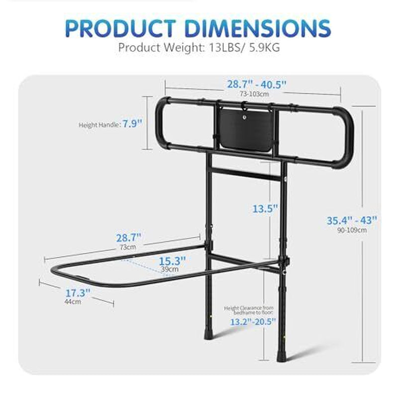 Bed Rails for Elderly Adults Safety - Adjustable for 10''-16'' Mattress