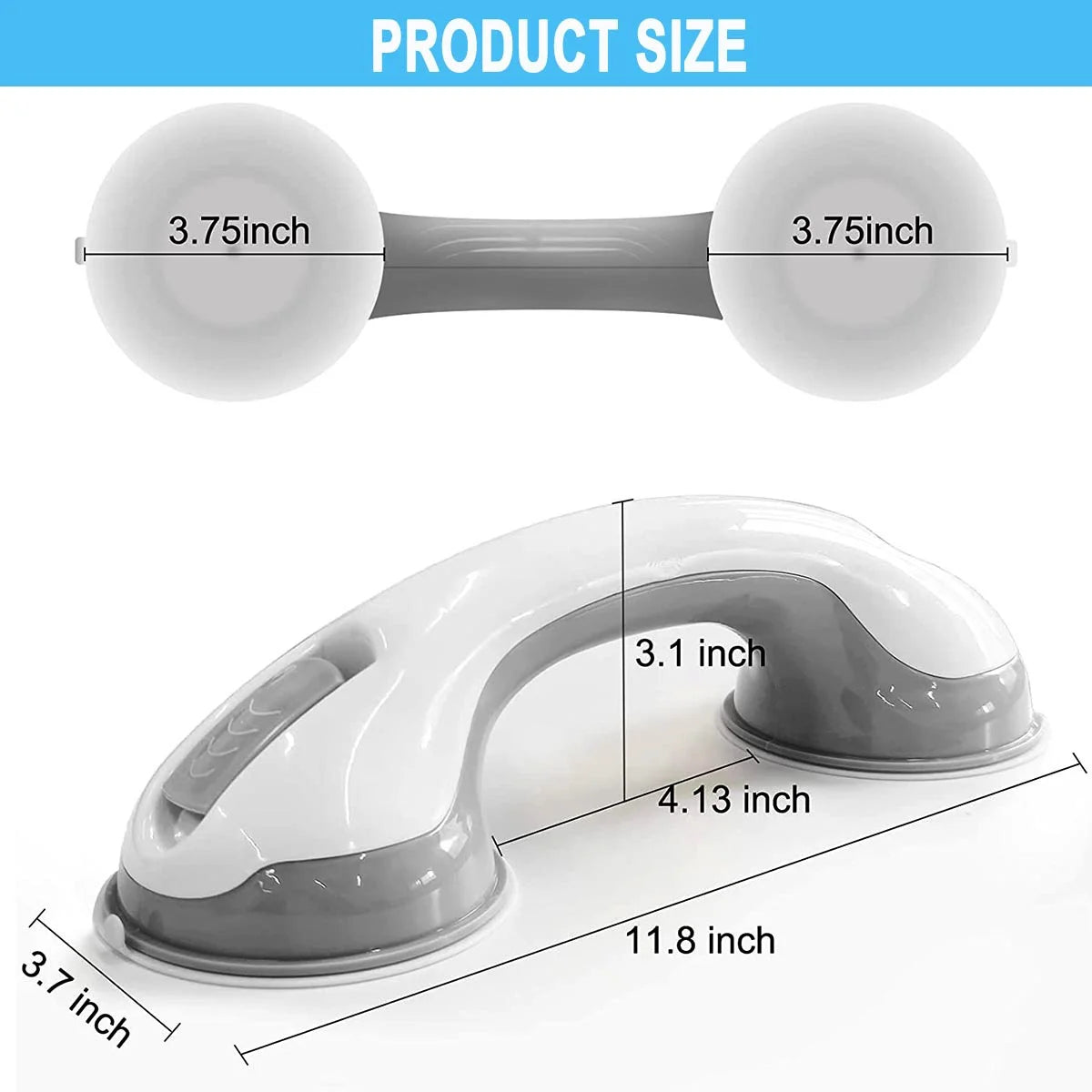 Measurement chart of a shower handle with dimensions labeled

