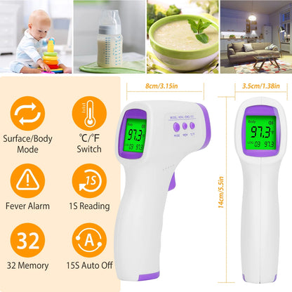 Forehead Digital Thermometer, Fast and Accurate Reading with Backlight LCD Screen, the Non-Contact Infrared Thermometer for Adults and Kids,Baby Thermometer for Fever
