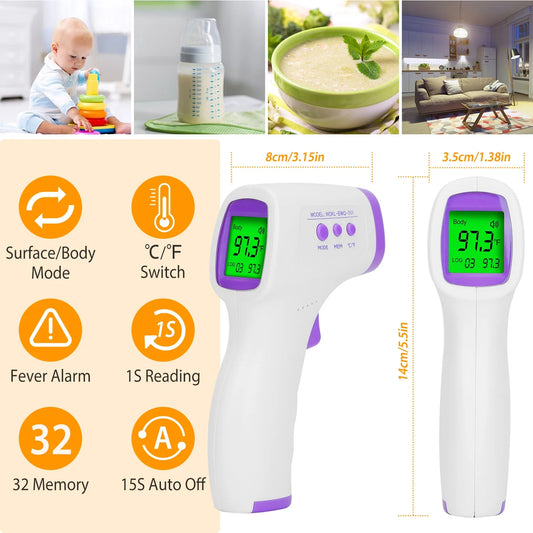 Forehead Digital Thermometer, Fast and Accurate Reading with Backlight LCD Screen, the Non-Contact Infrared Thermometer for Adults and Kids,Baby Thermometer for Fever