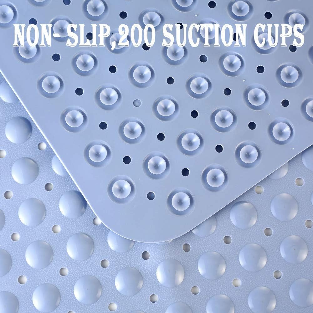 Silicone bath mat with suction cups on a textured surface


