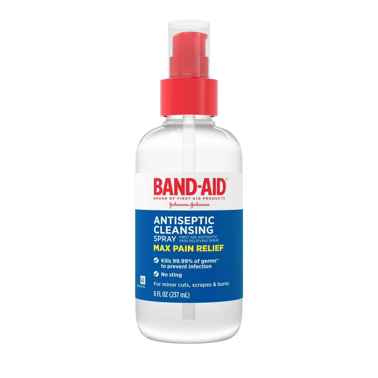 Band-Aid antiseptic cleansing spray bottle on a white background

